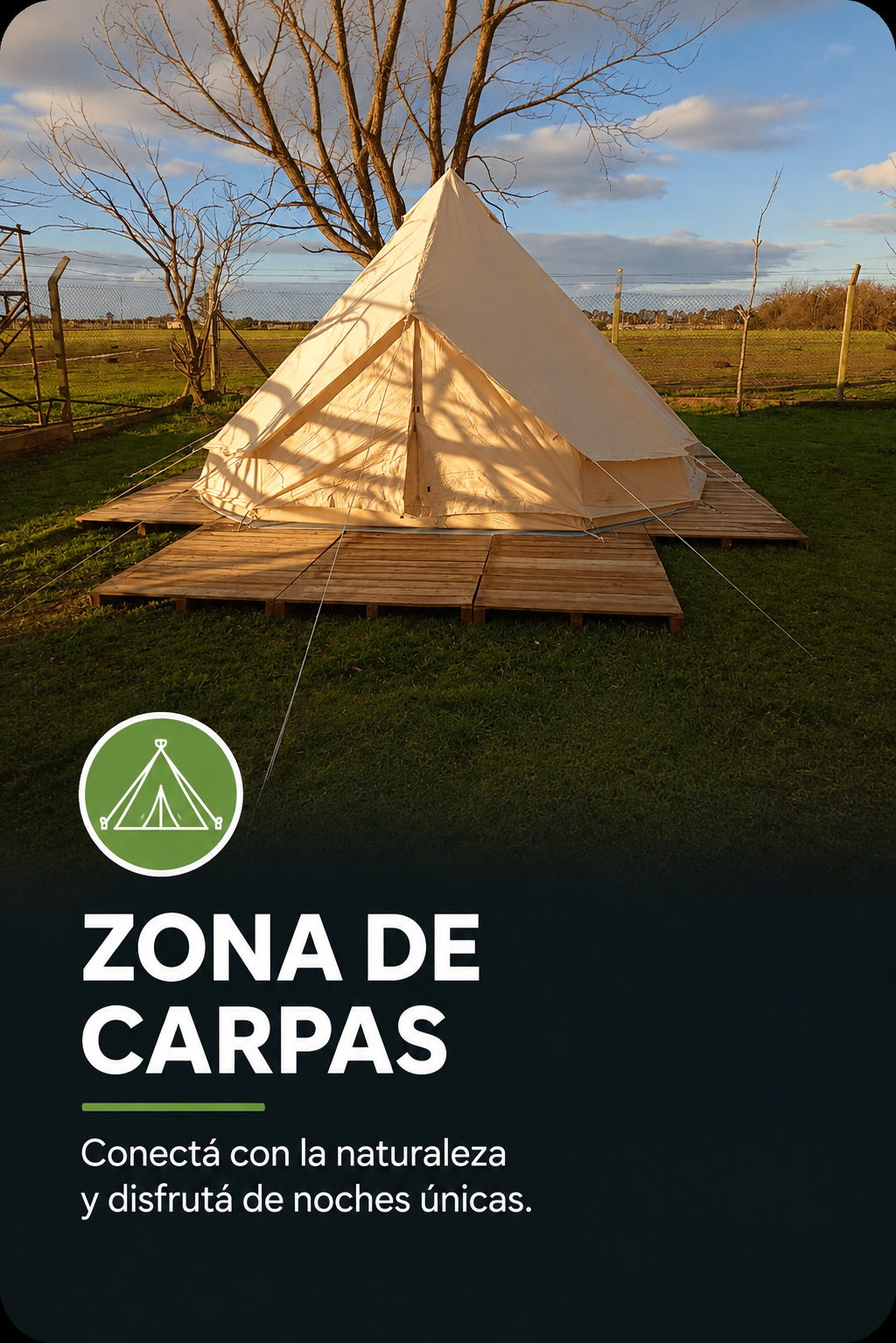 Zona de carpas y camping en Lagoon Country Club